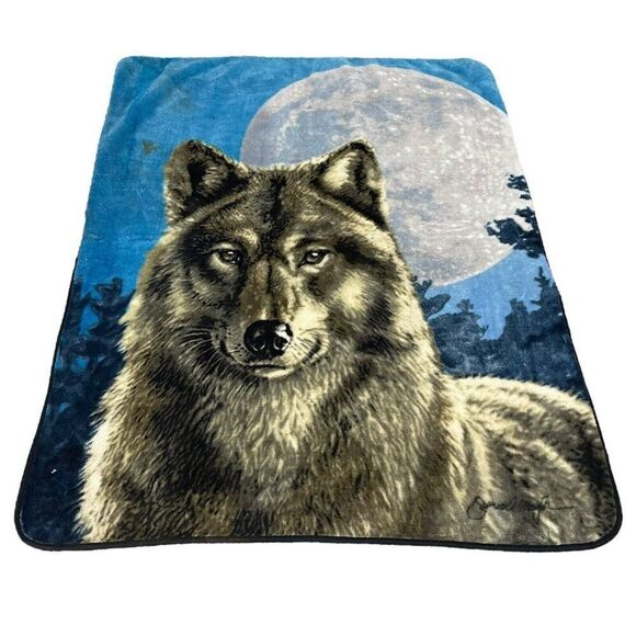 James Meger Wolf Fleece Throw Blanket Northwest Company Southwest Style READ - Picture 1 of 7